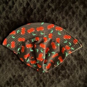 Black  Cherry Bucket Hat with cherries all over